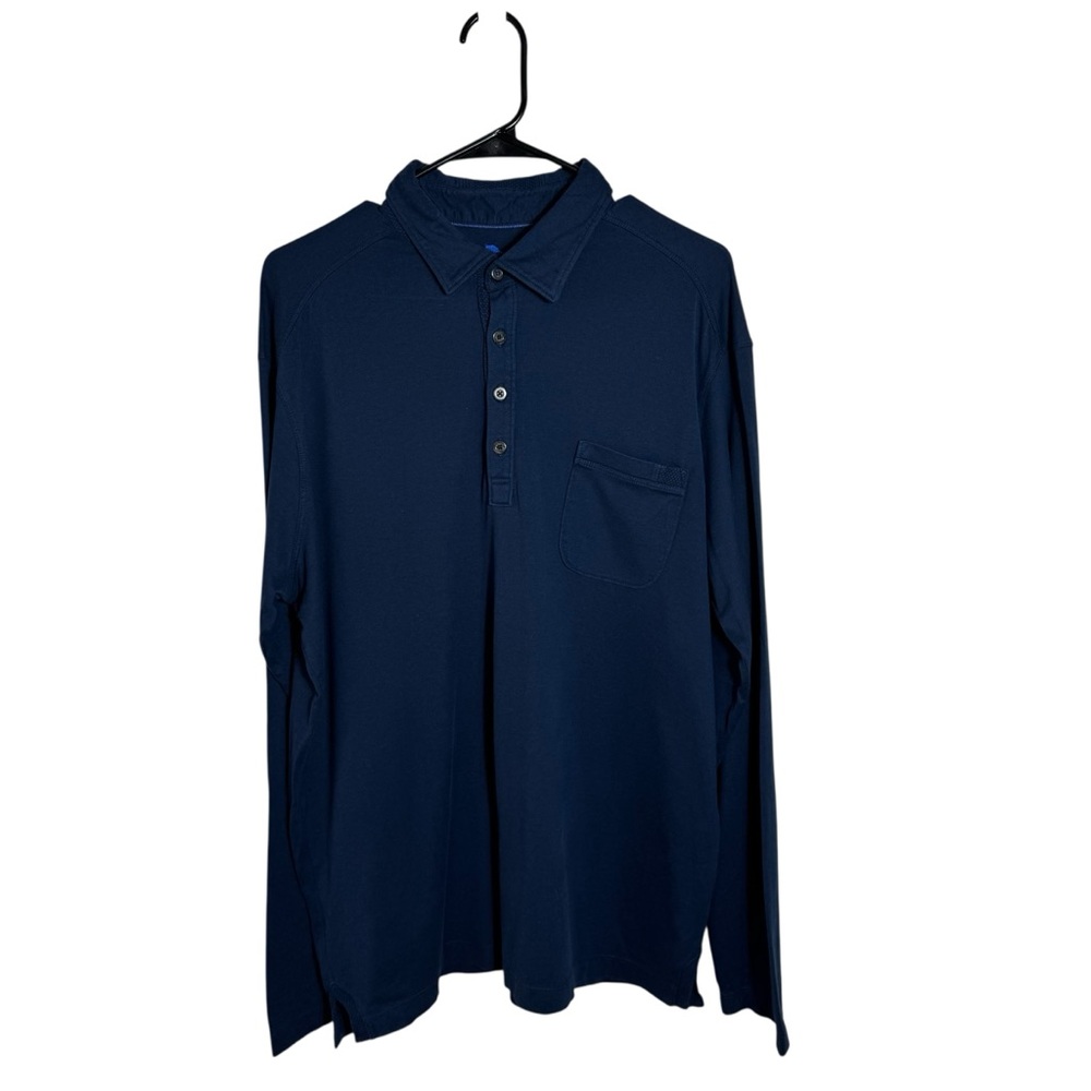 Tommy Bahama Long Sleeve Polo Shirt Blue Pima Cotton Modal Size LG